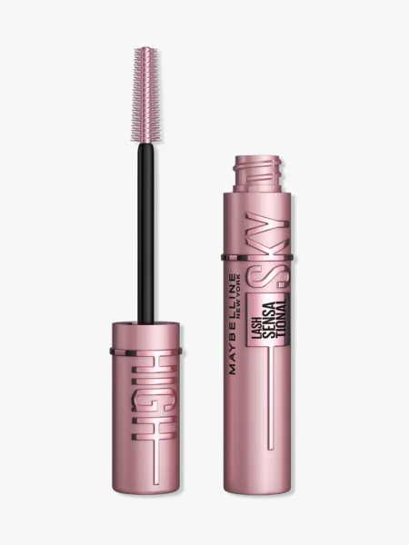 Maybelline New York Lash Sensational Sky High Washable Mascara Makeup in branded component on a light gray background