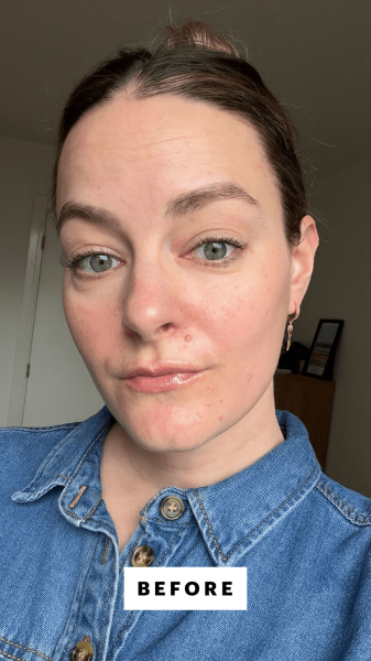 A selfie of Allure content director Sophia Panych before applying the Pat McGrath Labs Skin Fetish Sublime Perfection...