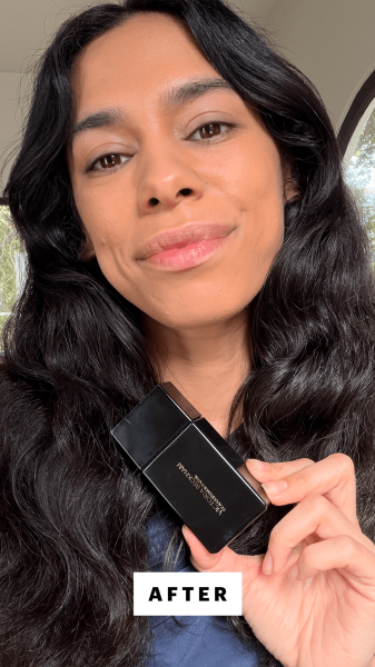 Shipin after applying the Victoria Beckham The Foundation Drops